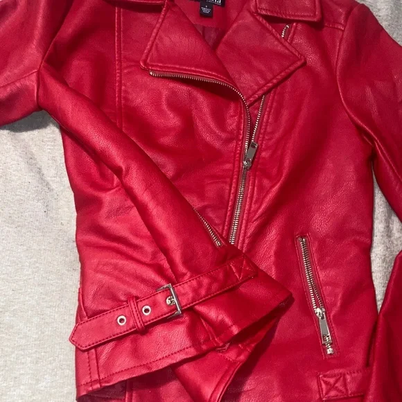 a.n.a Women's Vibrant Red Leather Jacket - Picture 5 of 6